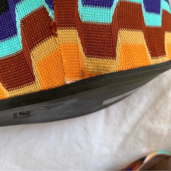 Missoni Rainbow Print Chevron Knit Strap Strappy Platform Chunky Wedges Heels - Picture 5 of 8